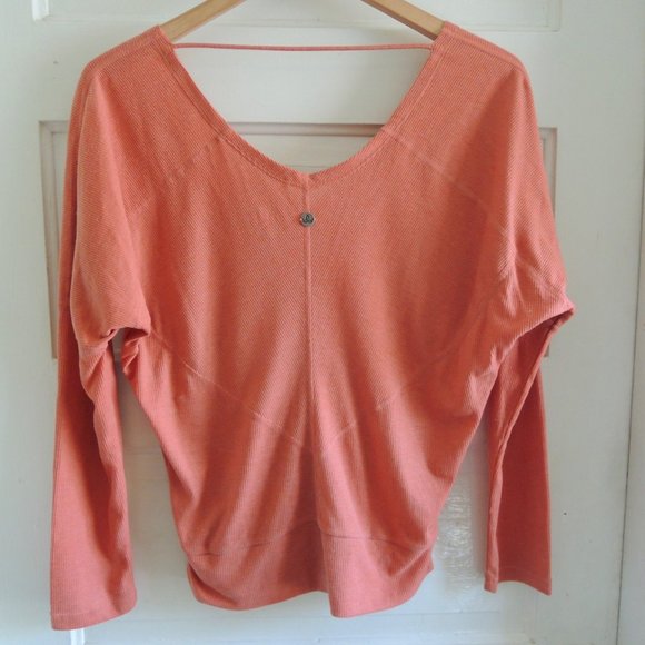 Prana Ribbed Orona Yoga Top Toasted Terracotta Dolman Sleeve M - Picture 6 of 10
